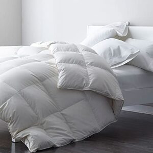 dwr premium feather down comforter duvet insert - 100% skin-friendly cotton, medium weight quilted for all season bedding (full/queen, ivory white)