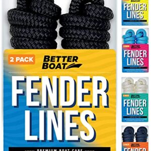 Boat Fender Lines for Boat Bumper Fender Boat Lines Hangers Bag Buoy Marine Rope for Boats or Dock Line Jet Ski Mooring or Small Boating Docking Double Braided Nylon 6 Feet 3/8 inch with Loop 2 Pack