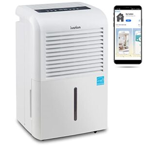 ivation 4,500 sq ft smart wi-fi energy star dehumidifier with app, continuous drain hose connector, programmable humidity, 2.25 gal reservoir for medium and large rooms (4,500 sq ft)
