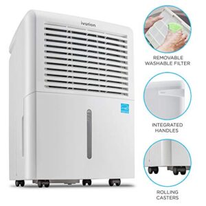 Ivation 4,500 Sq Ft Smart Wi-Fi Energy Star Dehumidifier with App, Continuous Drain Hose Connector, Programmable Humidity, 2.25 Gal Reservoir for Medium and Large Rooms (4,500 Sq Ft)