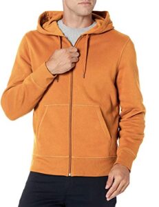amazon essentials men's full-zip hooded fleece sweatshirt (available in big & tall), nutmeg, large