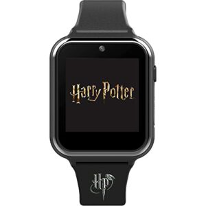 accutime kids harry potter educational learning touchscreen black smart watch toy with black strap for girls, boys, toddlers - selfie cam, games, alarm, calculator, pedometer (model: hp4096az)