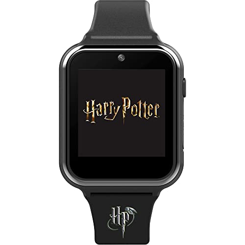 Accutime Kids Harry Potter Educational Learning Touchscreen Black Smart Watch Toy with Black Strap for Girls, Boys, Toddlers - Selfie Cam, Games, Alarm, Calculator, Pedometer (Model: HP4096AZ)