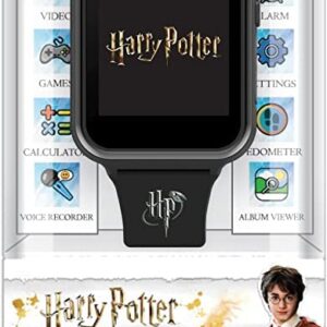 Accutime Kids Harry Potter Educational Learning Touchscreen Black Smart Watch Toy with Black Strap for Girls, Boys, Toddlers - Selfie Cam, Games, Alarm, Calculator, Pedometer (Model: HP4096AZ)