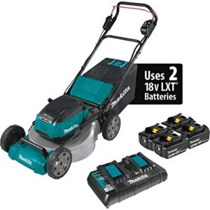 makita xml07pt1 36v (18v x2) lxt® brushless 21" commercial lawn mower kit with 4 batteries (5.0ah), teal
