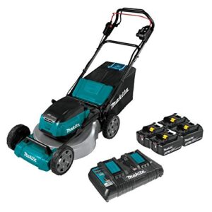 makita xml06pt1 36v (18v x2) lxt® brushless 18" self-propelled commercial lawn mower kit with 4 batteries (5.0ah)