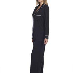 Barefoot Dreams Womens Luxe Milk Jersey Piped Pajama Set, Black, Large US