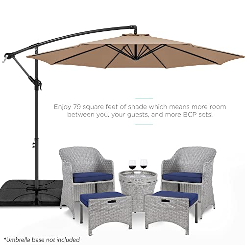 Best Choice Products 10ft Offset Hanging Market Patio Umbrella w/Easy Tilt Adjustment, Polyester Shade, 8 Ribs for Backyard, Poolside, Lawn and Garden - Tan