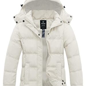 Wantdo Women's Plus Size Winter Coats Water-Resistant Puffer Jackets Beige 2XL