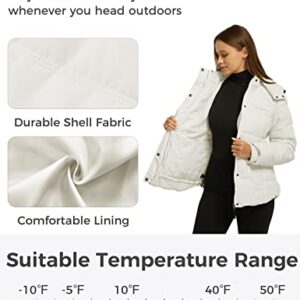 Wantdo Women's Plus Size Winter Coats Water-Resistant Puffer Jackets Beige 2XL