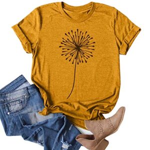 cicy bell women's dandelion print t shirts cute graphic tees short sleeve summer cotton tee tops