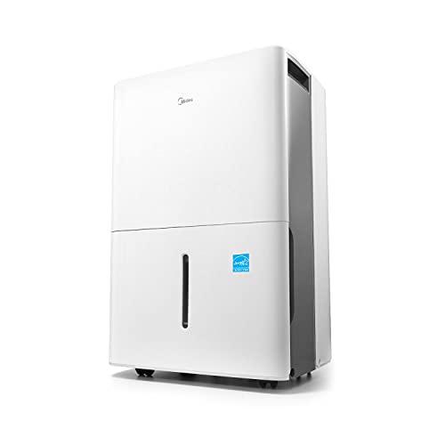 Midea 4,500 Sq. Ft. Energy Star Certified Dehumidifier With Pump Included 50 Pint - Ideal For Basements, Large & Medium Sized Rooms, And Bathrooms (White)