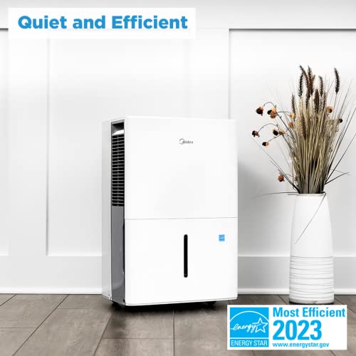 Midea 4,500 Sq. Ft. Energy Star Certified Dehumidifier With Pump Included 50 Pint - Ideal For Basements, Large & Medium Sized Rooms, And Bathrooms (White)