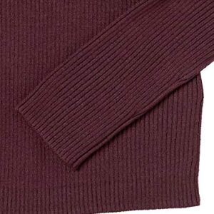 Amazon Essentials Women's Lightweight Ribbed Long-Sleeve Boat Neck Slim-Fit Sweater, Burgundy, Large