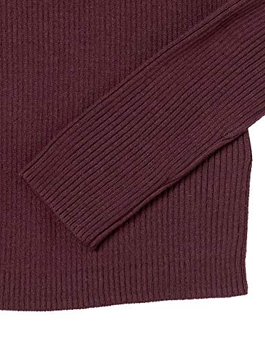 Amazon Essentials Women's Lightweight Ribbed Long-Sleeve Boat Neck Slim-Fit Sweater, Burgundy, Large