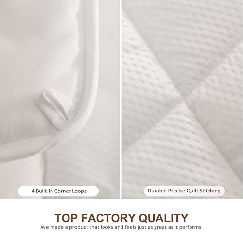 Oaken-Cat White Down Alternative Comforter Twin, All Seasons Ergonomic Bed Comforter - Ultra-Soft Plush Cloud Fluffy Microfiber Quilted Medium Warm Duvet Insert with Ties