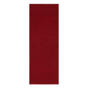 Machine Washable Modern Solid Design Non-Slip Rubberback 2x6 Traditional Runner Rug for Hallway, Kitchen, Bedroom, Living Room, 2'2" x 6', Red