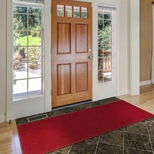 Machine Washable Modern Solid Design Non-Slip Rubberback 2x6 Traditional Runner Rug for Hallway, Kitchen, Bedroom, Living Room, 2'2" x 6', Red