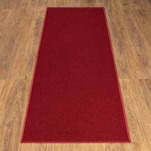 Machine Washable Modern Solid Design Non-Slip Rubberback 2x6 Traditional Runner Rug for Hallway, Kitchen, Bedroom, Living Room, 2'2" x 6', Red