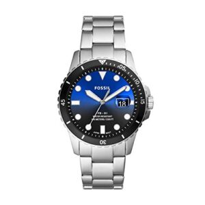 fossil men's fb-01 quartz stainless steel three-hand watch, color: silver/black (model: fs5668)