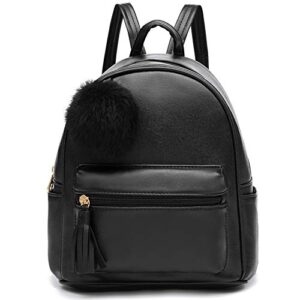 ihayner mini backpack purse for girls teens women purses pu leather pom backpack shoulder bag with charm tassel