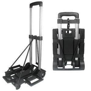 apoxcon folding hand truck, 120 lbs capacity luggage cart with 2 wheels & adjustable handle, foldable trolley aluminum lightweight