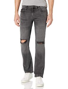 true religion men's geno slim fit straight leg jean, flatbush black worn, 34w x 34l