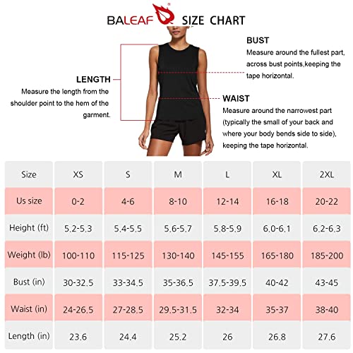 BALEAF Women's Workout Tank Tops Sleeveless Running Shirts Activewear Gym Tops Black Size XL