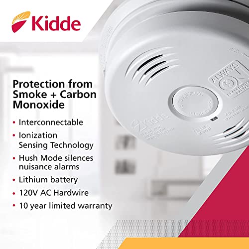 Kidde Hardwired Smoke & Carbon Monoxide Detector, 10-Year Battery Backup, Voice Alerts