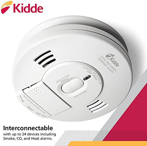 Kidde Smoke & Carbon Monoxide Detector, Hardwired Interconnect, Combination Smoke & CO Alarm with Battery Backup, Voice Alerts