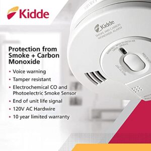 Kidde Smoke & Carbon Monoxide Detector, Hardwired Interconnect, Combination Smoke & CO Alarm with Battery Backup, Voice Alerts