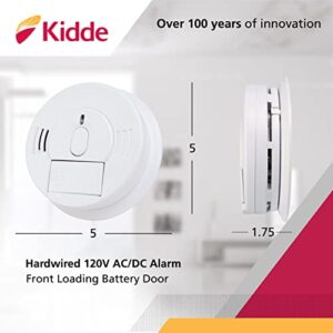 Kidde Smoke Detector, Hardwired Smoke Alarm with Battery Backup, Front-Load Battery Door, Test-Silence Button, White