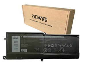 ouwee dt9xg laptop battery compatible with dell alienware area-51m r1 r2 d1968w d1968b d1969pw d1733b d1746w d1735db d1733pb d1766w d1748dw d1746b d1766b d1741db series 07pwkv 0kjyfy 11.4v 90wh