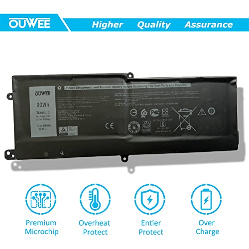 OUWEE DT9XG Laptop Battery Compatible with Dell Alienware Area-51m R1 R2 D1968W D1968B D1969PW D1733B D1746W D1735DB D1733PB D1766W D1748DW D1746B D1766B D1741DB Series 07PWKV 0KJYFY 11.4V 90Wh