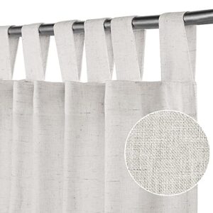 natural linen curtains 84 inches long tab top semi sheer curtain drapes elegant casual linen textured window treatments panels/drapes, light filtering privacy added home fashion 2 panels, off white