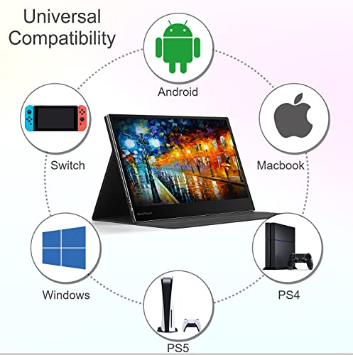 PEPPER JOBS Portable Touchscreen Monitor, XtendTouch 13.3 Inch FHD 1080P Display with Multi-Touch, Smart Cover, Dual Speakers, Compatible with Laptop/Switch/PS4/PS5(USB-C,Mini-HDMI,13.3",No Battery)