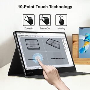 PEPPER JOBS Portable Touchscreen Monitor, XtendTouch 13.3 Inch FHD 1080P Display with Multi-Touch, Smart Cover, Dual Speakers, Compatible with Laptop/Switch/PS4/PS5(USB-C,Mini-HDMI,13.3",No Battery)