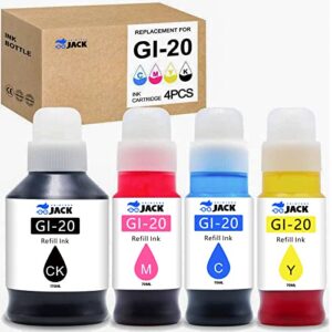 printers jack compatible canon gi-20 gi20 refill ink bottles kit for canon pixma g5020 g6020 g7020 megatank printers