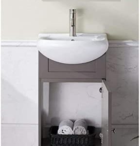 Mogiyin 18 Inch Vanity Small Bathroom Vanity,Modern Bathroom Vanities Small Bathroom Sink Vanity Combo with White Countertop Ceramic Vessel Sink,Narrow Bathroom Vanity 1 Door 1 Drawer Grey Khaki