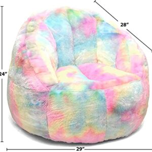 Heritage Kids Sorbet Dreams Rainbow Fur Kids Bean Bag Chair, Multicolor, Large