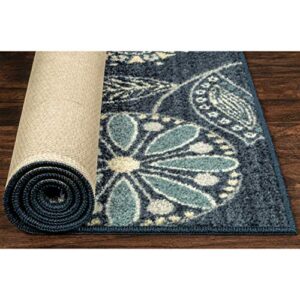 Maples Rugs Reggie Floral Runner Rug Non Slip Hallway Entry Carpet [Made in USA], 2' x 6', Persian Blue