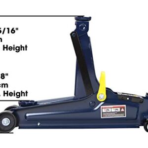 TCE TCET825051 Torin Hydraulic Low Profile Trolley Service/Floor Jack with Single Piston Quick Lift Pump, 2.5 Ton (5,000 lb) Capacity, Blue