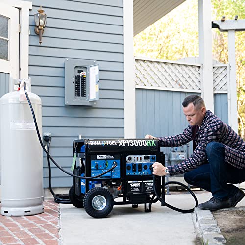 DuroMax XP13000HX Dual Fuel Portable Generator - 13000 Watt Gas or Propane Powered - Electric Start w/ CO Alert, 50 State Approved, Blue