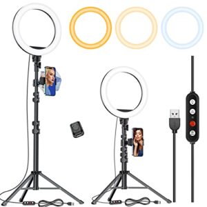 Kaiess 10.2" Selfie Ring Light with 65" Adjustable Tripod Stand & Phone Holder for Live Stream/Makeup, Upgraded Dimmable LED Ringlight for Tiktok/YouTube/Zoom Meeting/Photography