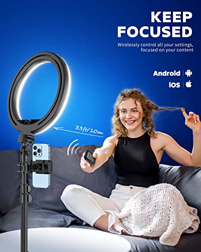 Kaiess 10.2" Selfie Ring Light with 65" Adjustable Tripod Stand & Phone Holder for Live Stream/Makeup, Upgraded Dimmable LED Ringlight for Tiktok/YouTube/Zoom Meeting/Photography