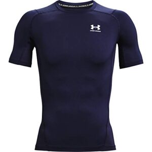 under armour mens armour heatgear compression short-sleeve t-shirt , midnight navy (410)/white , large