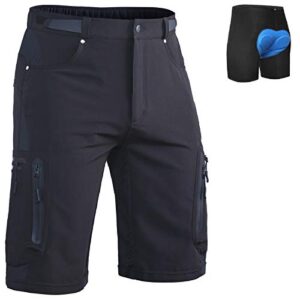 ally mens mtb mountain bike shorts 4d padded baggy bicycle cycling biking bike shorts lightweight loose-fit (black, large)