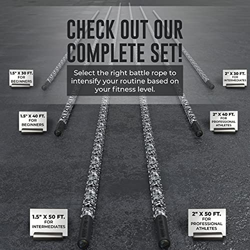 Battle Rope for CrossFit & Undulation Training - w/Anchor Kit for Gym Exercise by Nordic Lifting