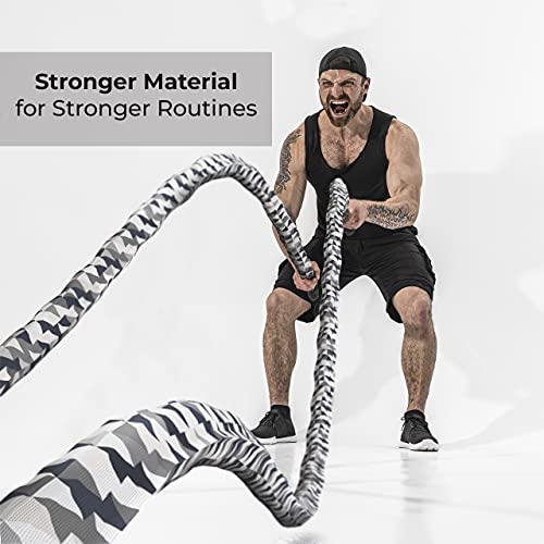 Battle Rope for CrossFit & Undulation Training - w/Anchor Kit for Gym Exercise by Nordic Lifting