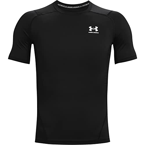 Under Armour mens Armour HeatGear Compression Short-Sleeve T-Shirt , Black (001)/White , X-Large